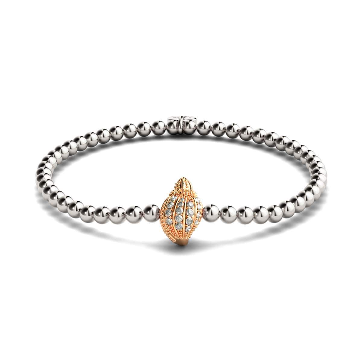 Isla | 18 Karat Roségold & Silber | Kristall-Muschel-Charm-Armband