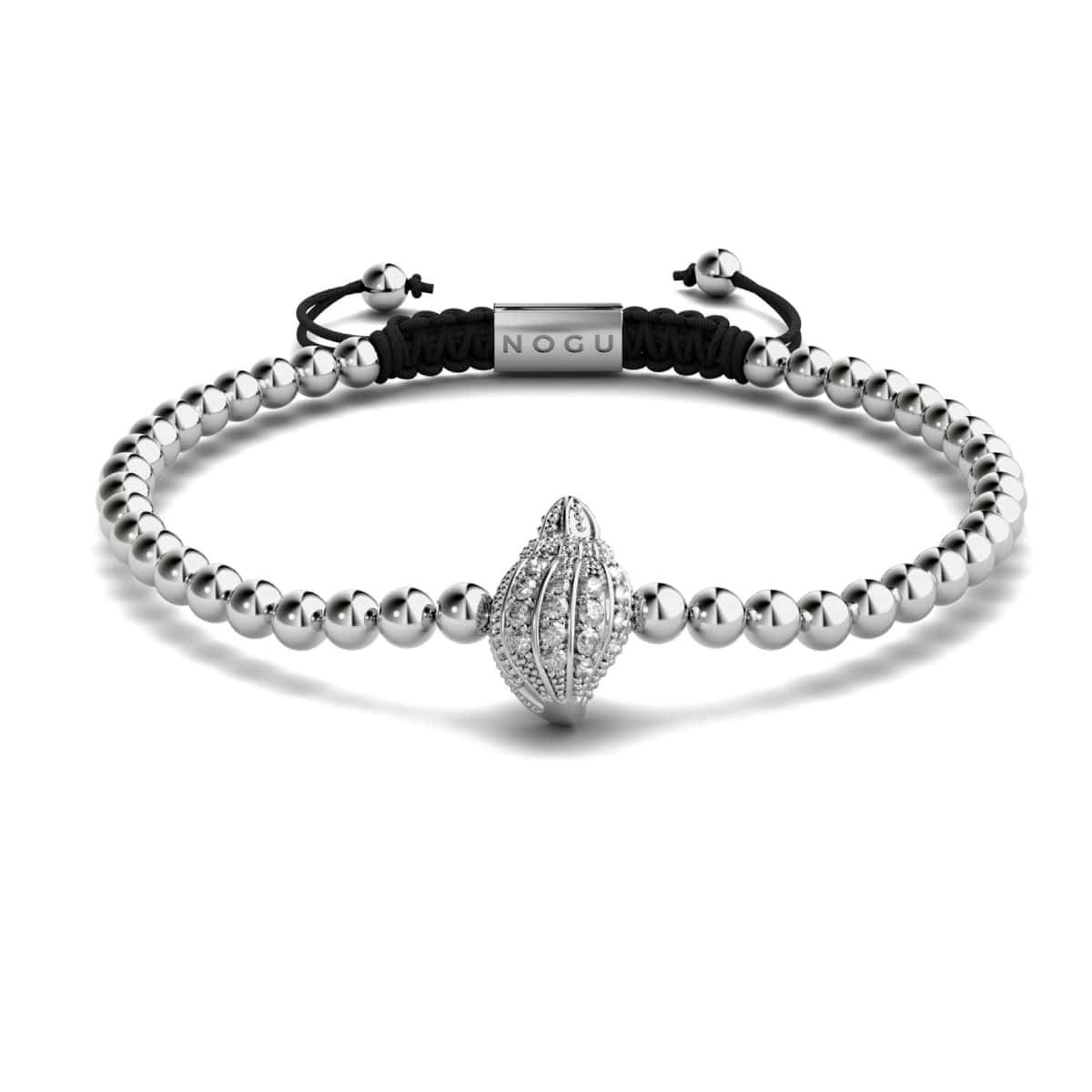 Isla | Silber | Kristall-Muschel-Makramee-Charmballa-Armband