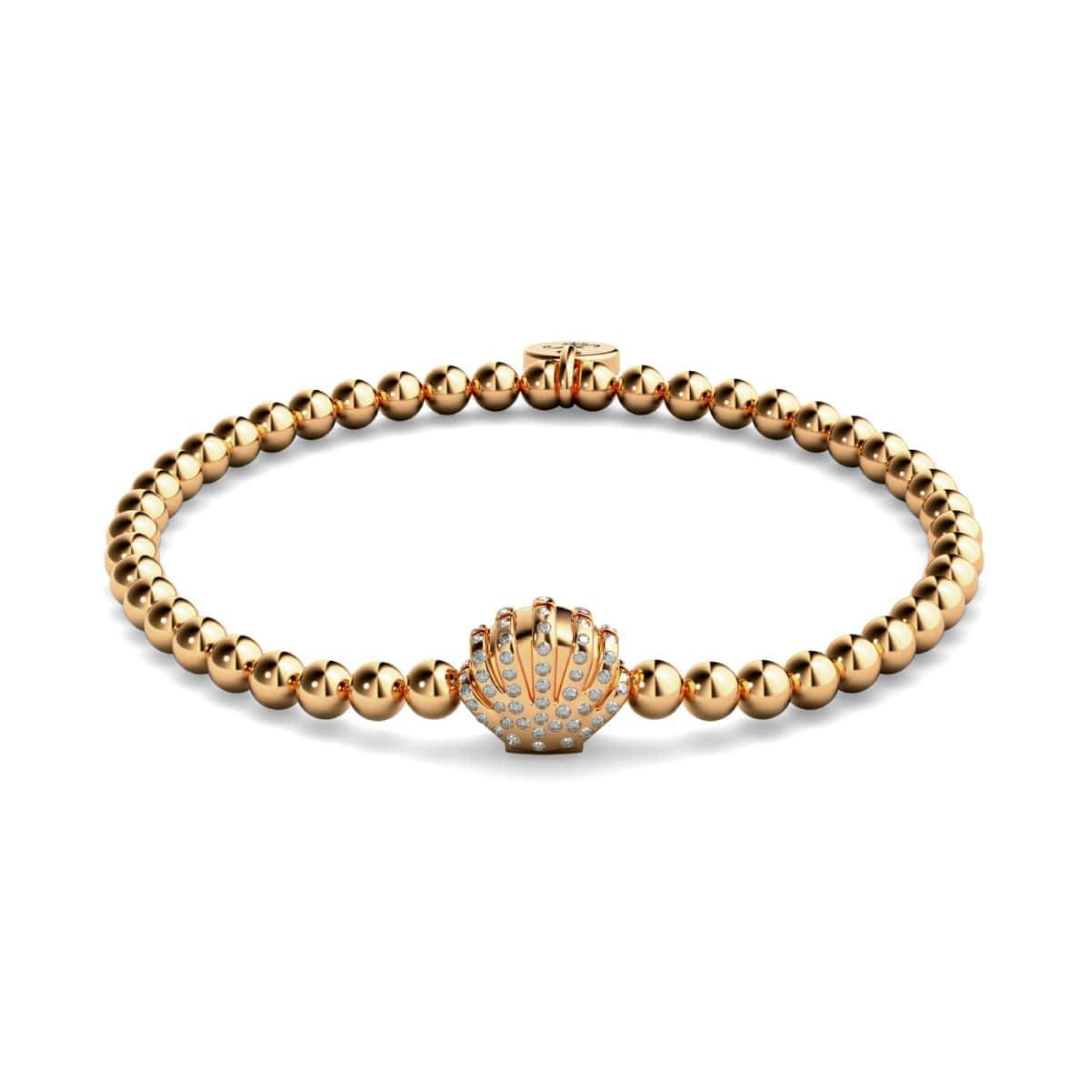 Playa | 18 Karat Roségold | Kristall-Muschel-Charm-Armband