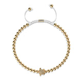 Tortuga | 18 Karat Gold | Weiß | Meeresschildkröte aus Kristall | Makramee-Charmballa-Armband