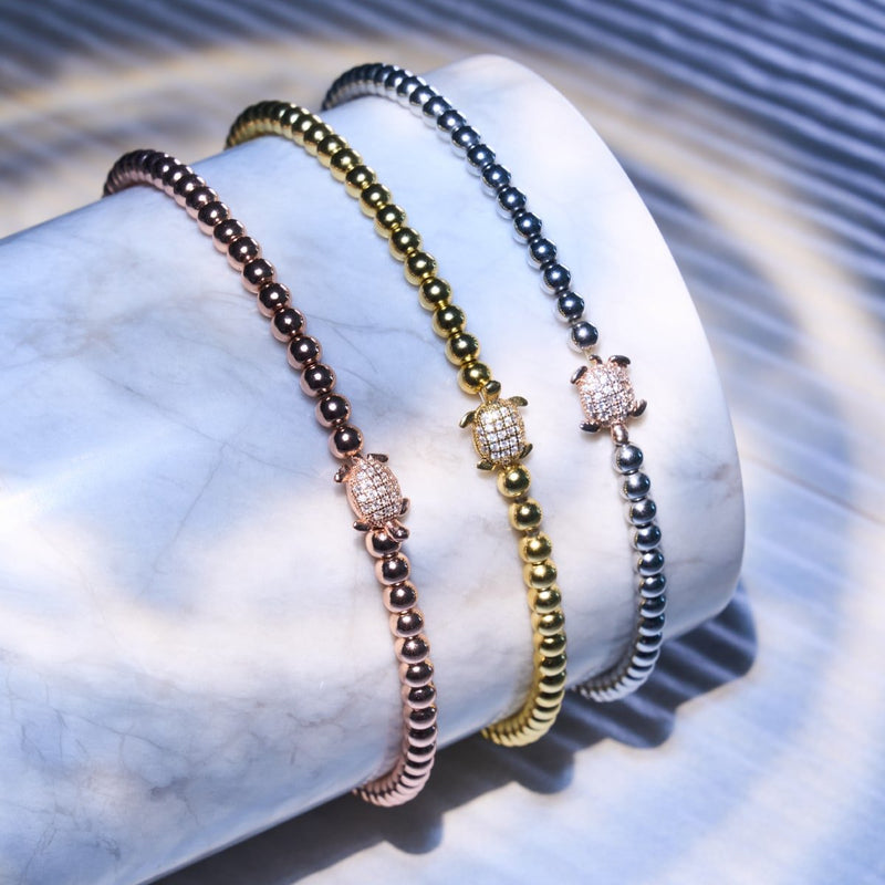 Tortuga | 18 Karat Roségold | Kristall-Meeresschildkröten-Armband