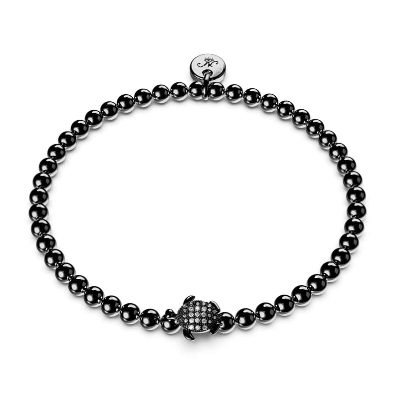 Tortuga | Onyx Stahl | Kristall Meeresschildkröte Armband