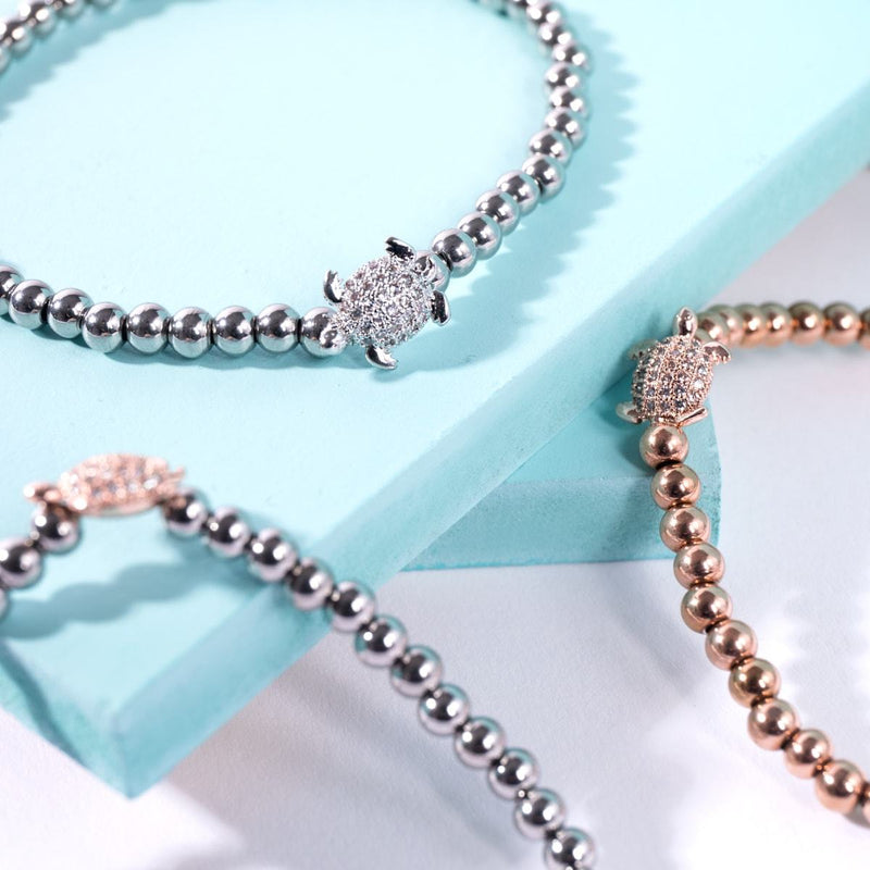 Tortuga | Silber | Kristall-Meeresschildkröten-Armband