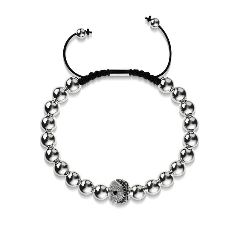 Balance | Silber | Schwarz | Kristall Yin Yang | Makramee Charmballa Armband