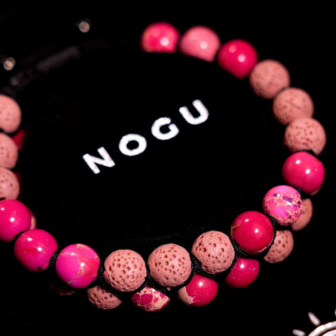 Fuchsiafarbener Ozeanjaspis | Rotguss | Lavastein-Diffusor-Armband
