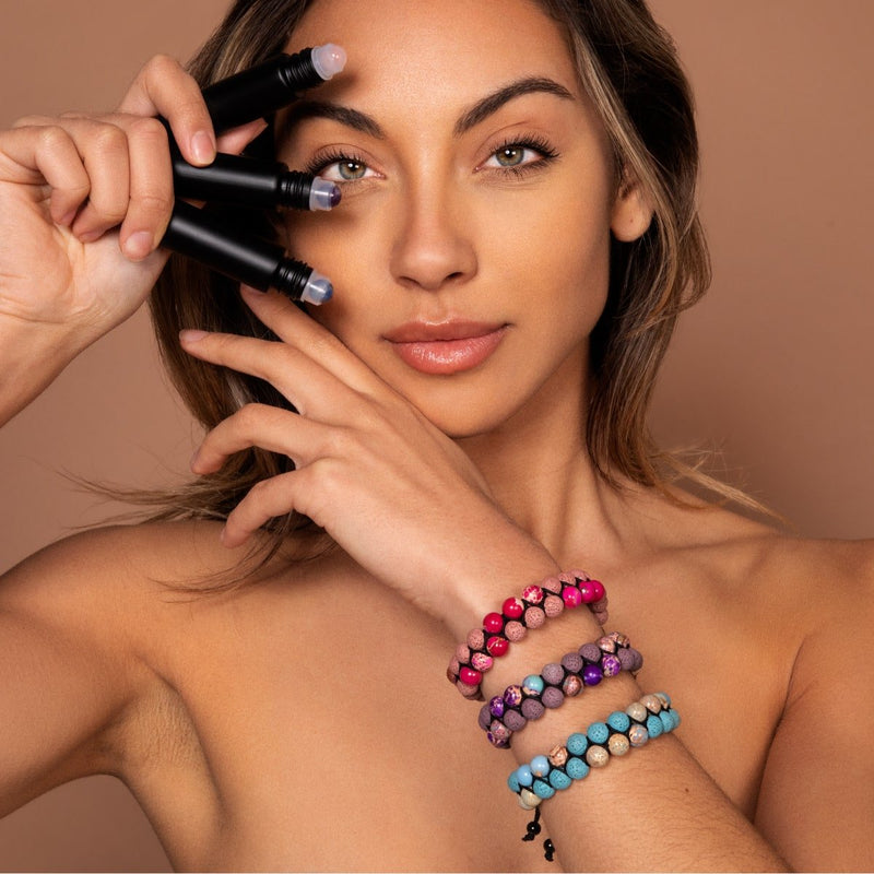 Lila Ozeanjaspis | Rotguss | Lavastein-Diffusor-Armband