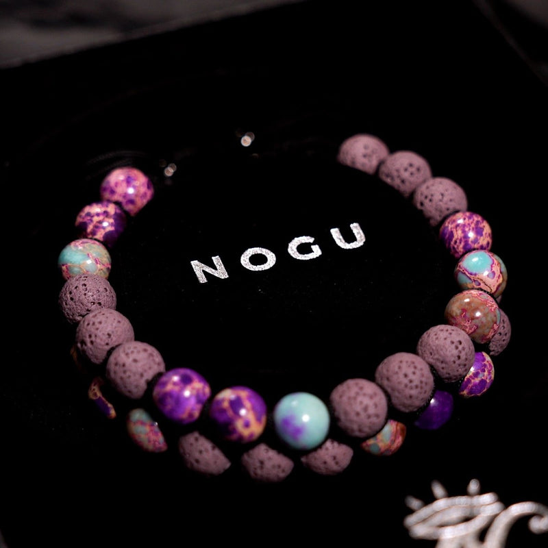 Lila Ozeanjaspis | Rotguss | Lavastein-Diffusor-Armband