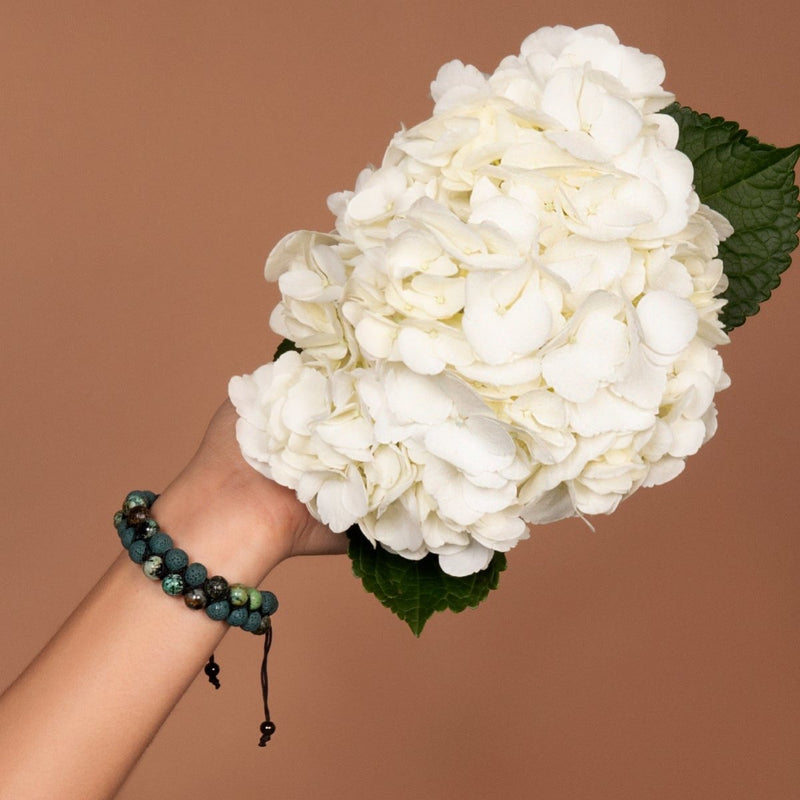 Blaugrüner Ozeanjaspis | Rotguss | Lavastein-Diffusor-Armband