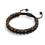 Tigerauge & Schwarzer Achat | Rotguss | Doppeltes Geom-Armband