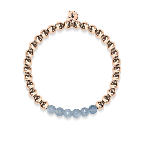 Ansprechend | 18 Karat Roségold | Facettierte graue Jade | Edelstein-Ausdrucksarmband