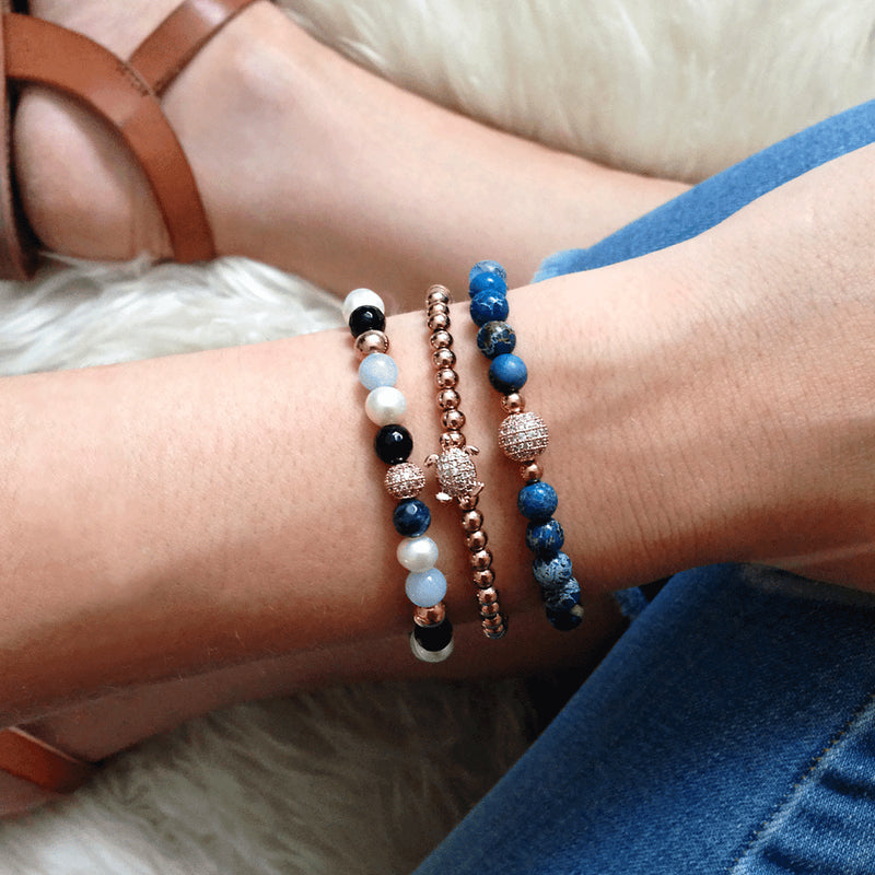 Atlantis | 18 Karat Roségold | Kristallmeer-Edelsteinarmband