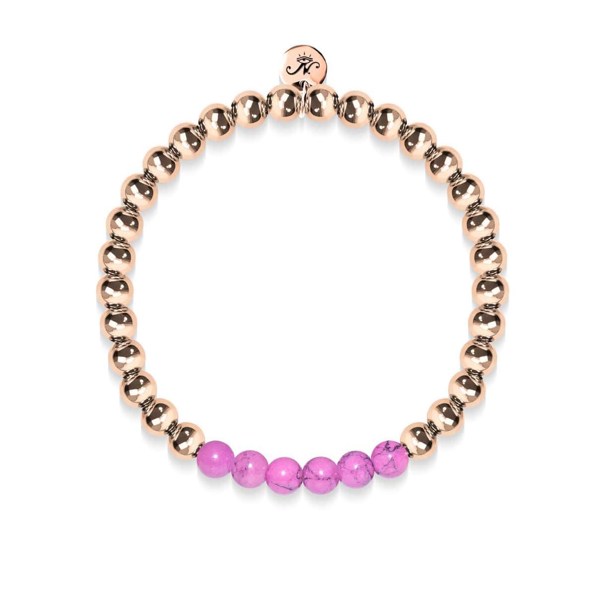Glückselig | 18 Karat Roségold | Lila Türkis | Edelstein-Ausdrucksarmband