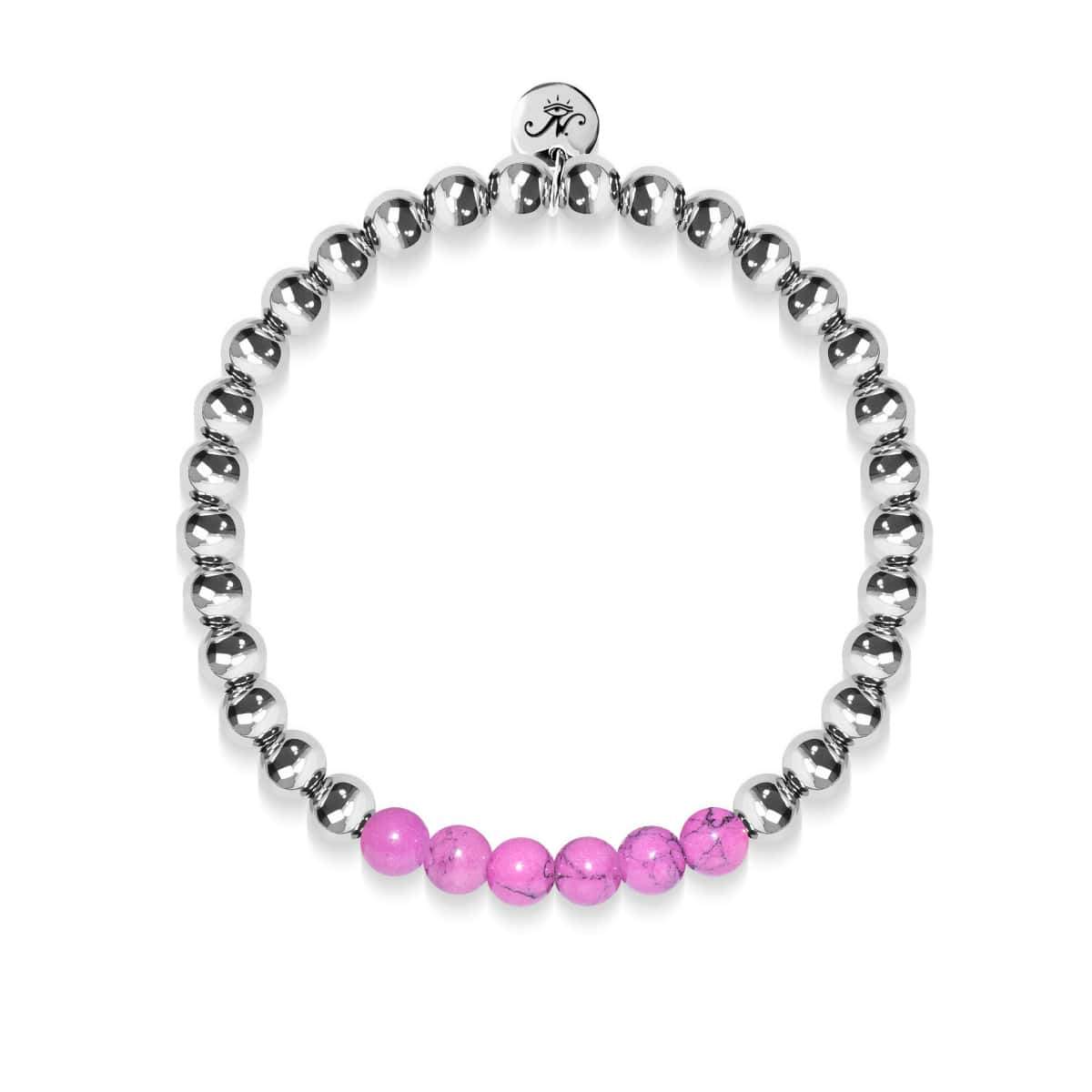 Glückselig | Silber | Lila Türkis | Edelstein-Ausdrucksarmband