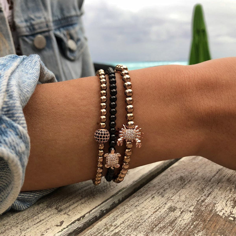 Charismatisch | 18 Karat Roségold | Schwarze Zirkonia-Kristalle | Ausdrucksarmband