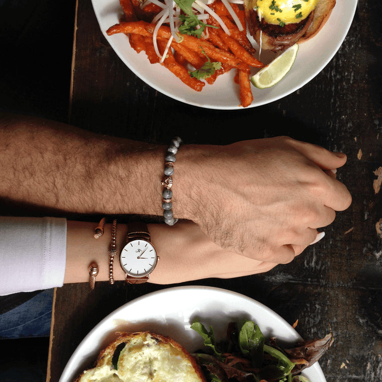 Charismatisch | 18 Karat Roségold | Schwarze Zirkonia-Kristalle | Ausdrucksarmband