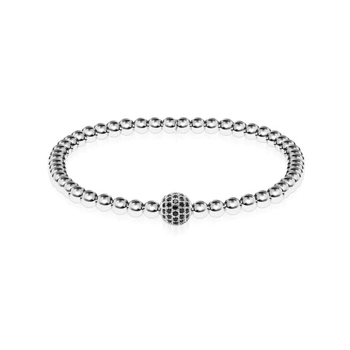 Charismatisch | Silber | Schwarze Zirkonia-Kristalle | Ausdrucksarmband