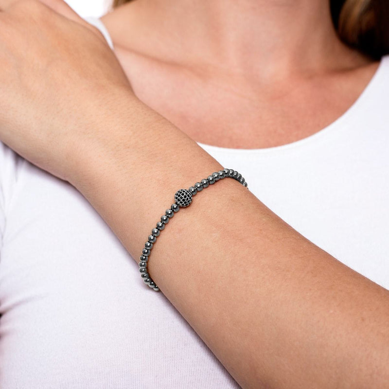 Charismatisch | Silber | Schwarze Zirkonia-Kristalle | Ausdrucksarmband