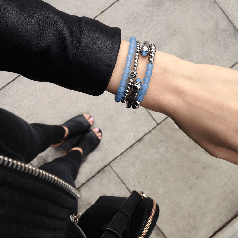 Charismatisch | Silber | Schwarze Zirkonia-Kristalle | Ausdrucksarmband