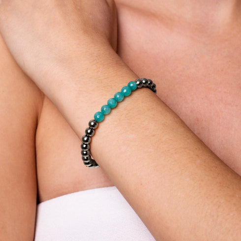 Fröhlich | Silber | Aquamarin Jade | Edelstein-Ausdrucksarmband
