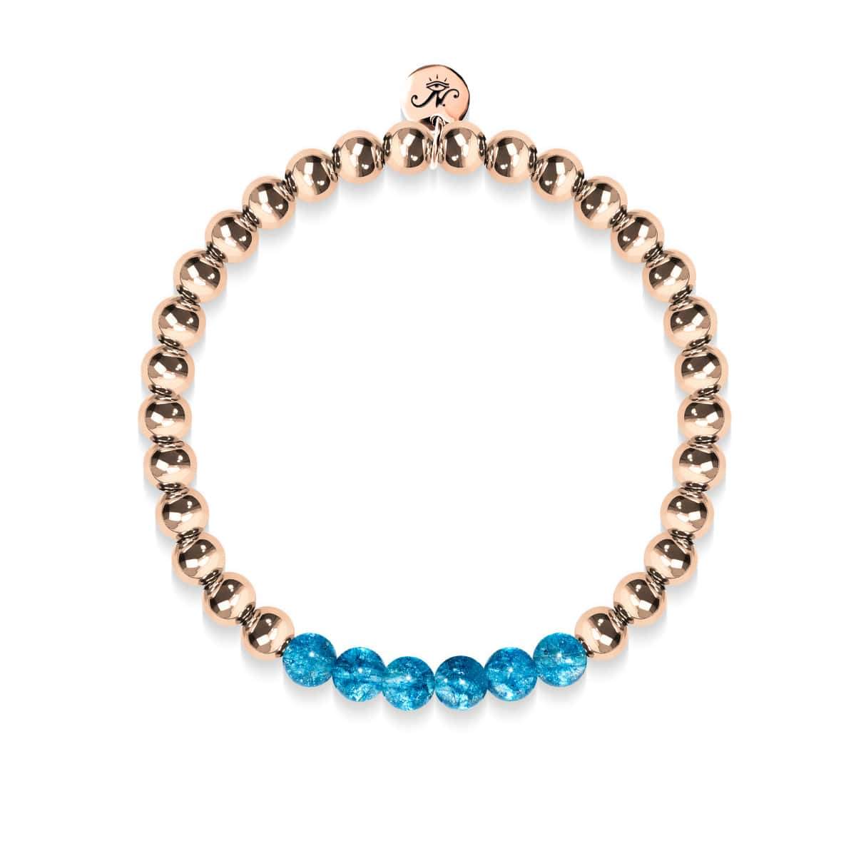 Herrlich | 18 Karat Roségold | Blauer Kristall | Edelstein-Ausdrucksarmband