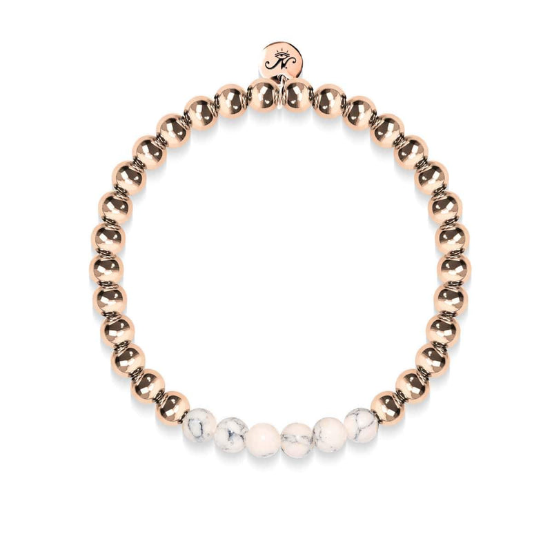 Begeistert | 18 Karat Roségold | Cremefarbenes Türkis | Edelstein-Ausdrucksarmband