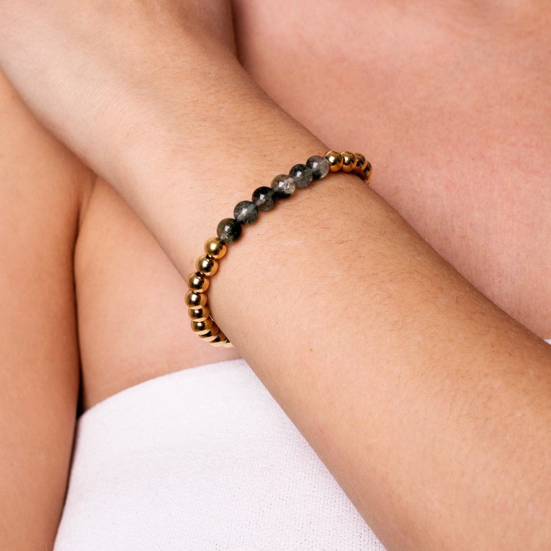 Dankbar | 18 Karat Gold | Grüner Blattachat | Ausdrucksarmband