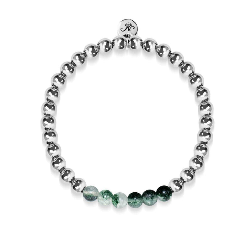 Dankbar | Silber | Grüner Blattachat | Edelstein-Ausdrucksarmband