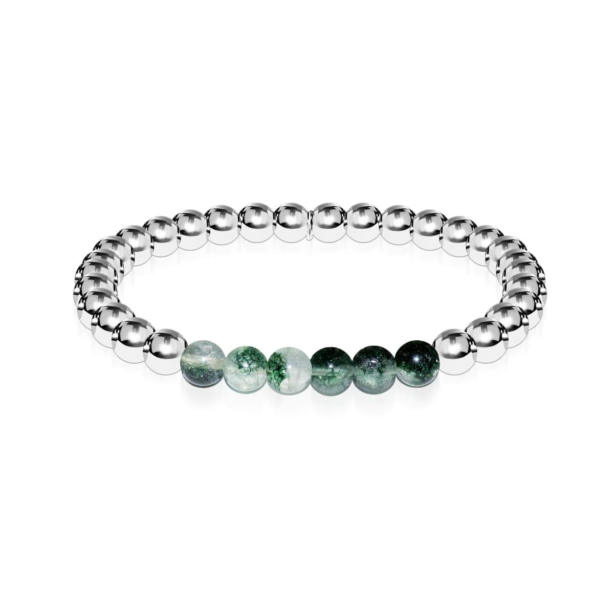 Dankbar | Silber | Grüner Blattachat | Edelstein-Ausdrucksarmband