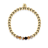 Zufriedenheit | 18 Karat Gold | Grauer Linienachat | Edelstein-Ausdrucksarmband