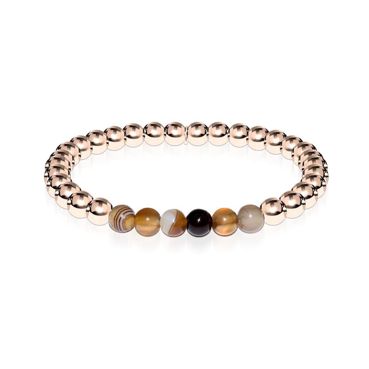Zufriedenheit | 18 Karat Roségold | Grauer Linienachat | Edelstein-Ausdrucksarmband