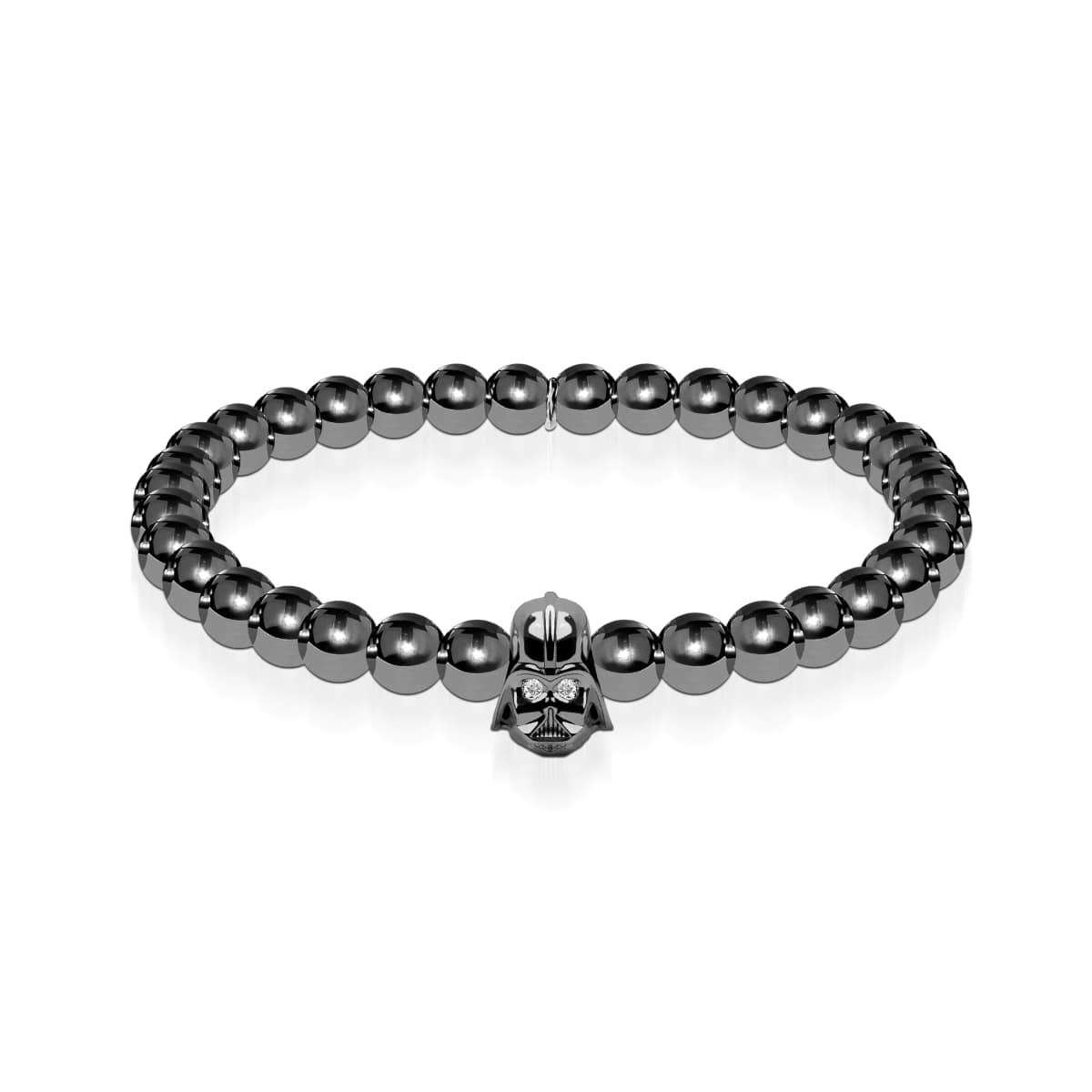 Vader | Anthrazitfarbener Stahl | Kristall-Charm-Armband