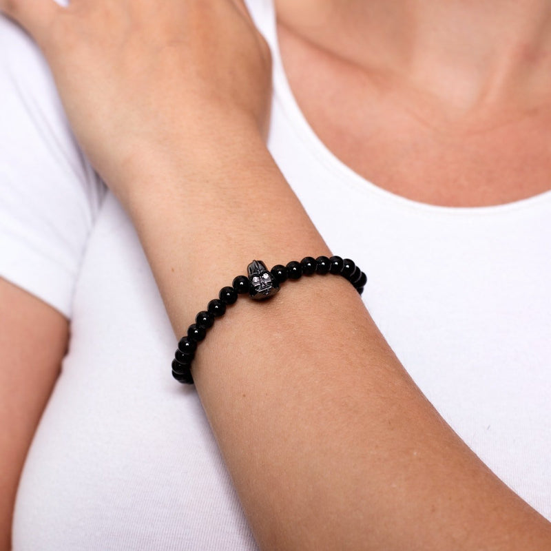 Vader | Anthrazitfarbener Stahl | Kristall-Charm-Armband