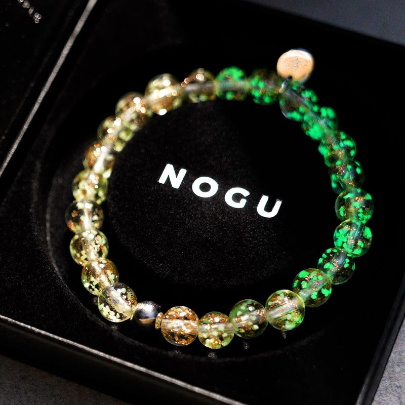 Alabaster | 925er Sterlingsilber | Glühwürmchen-Glasarmband