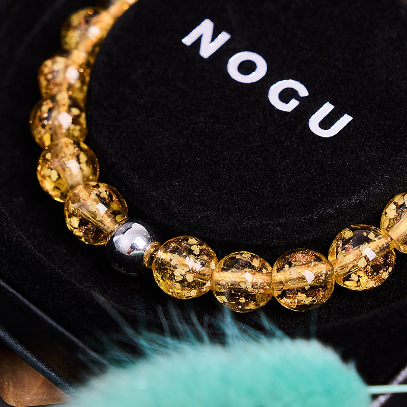 Bernstein | 925er Sterlingsilber | Glühwürmchen-Glasarmband