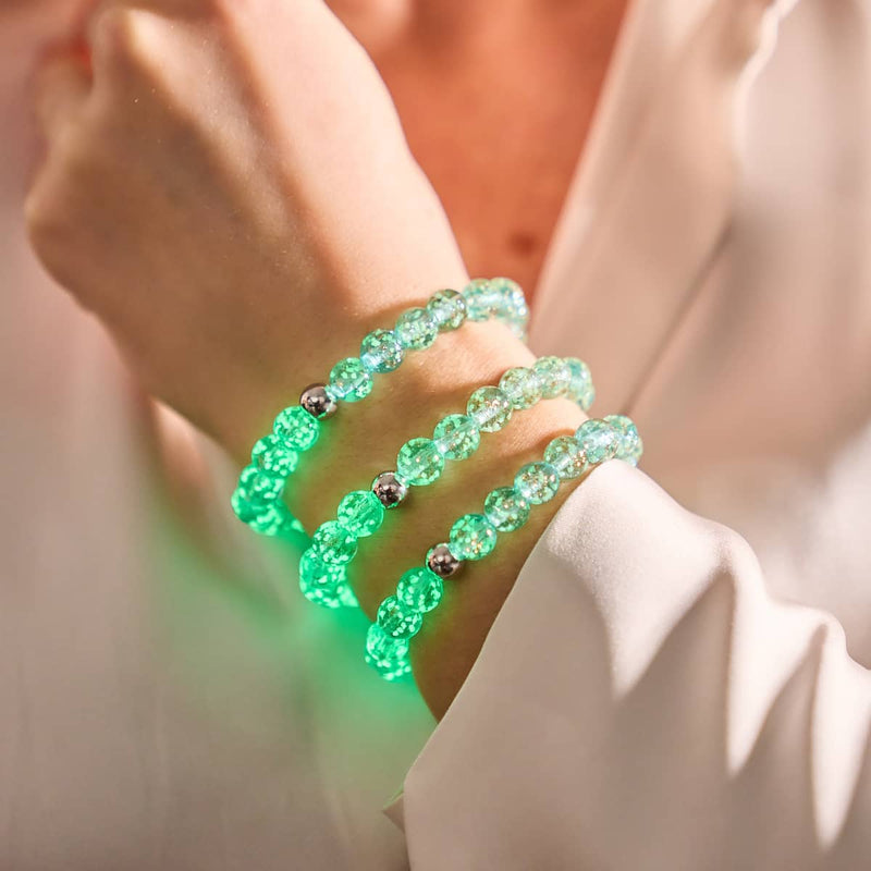 Arktisches Blau | 925 Sterling Silber | Glühwürmchen-Glasarmband