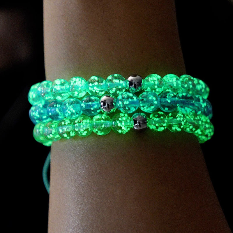 Arktisblau | Silber | Glühwürmchen-Glas-Makramee-Armband