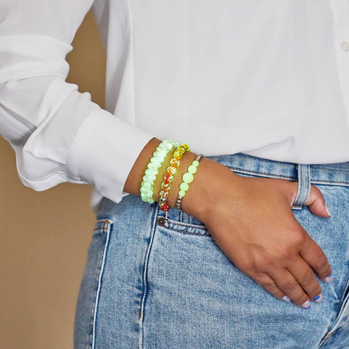 Kaugummitraum | Rosenwasser x Elfenbein | Doppeltes Glühwürmchen-Glasarmband