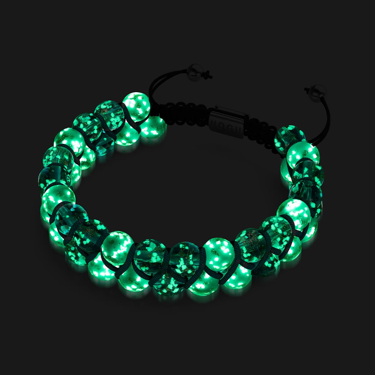 Kaugummitraum | Rosenwasser x Elfenbein | Doppeltes Glühwürmchen-Glasarmband