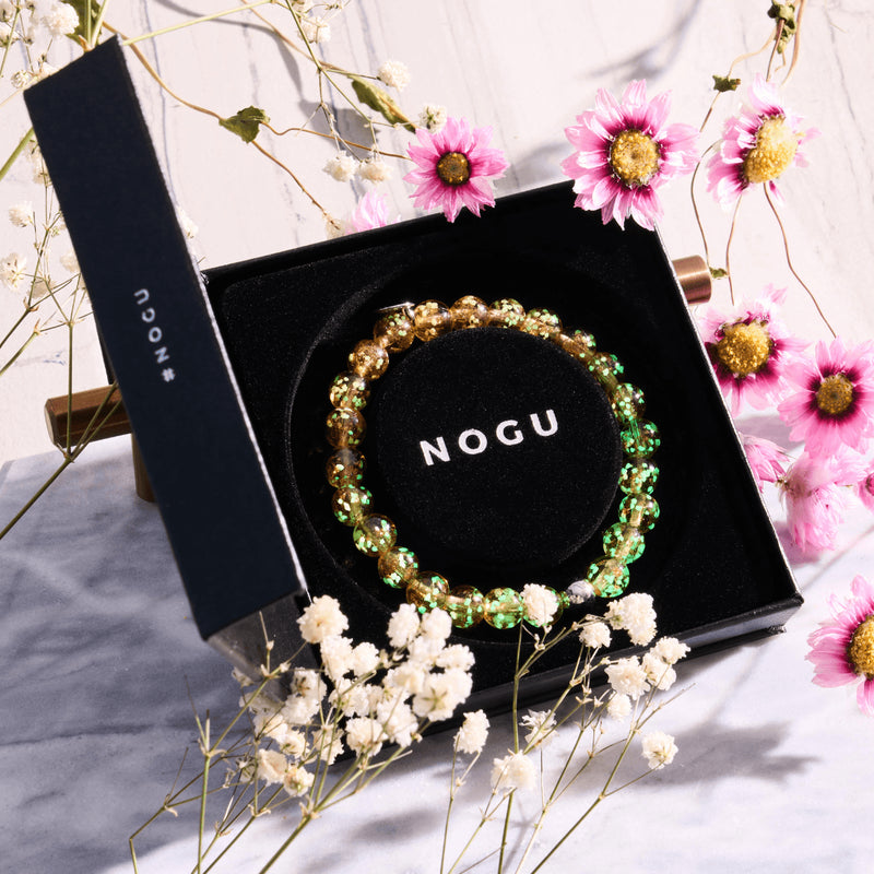 Karamell | 925er Sterlingsilber | Glühwürmchen-Glasarmband