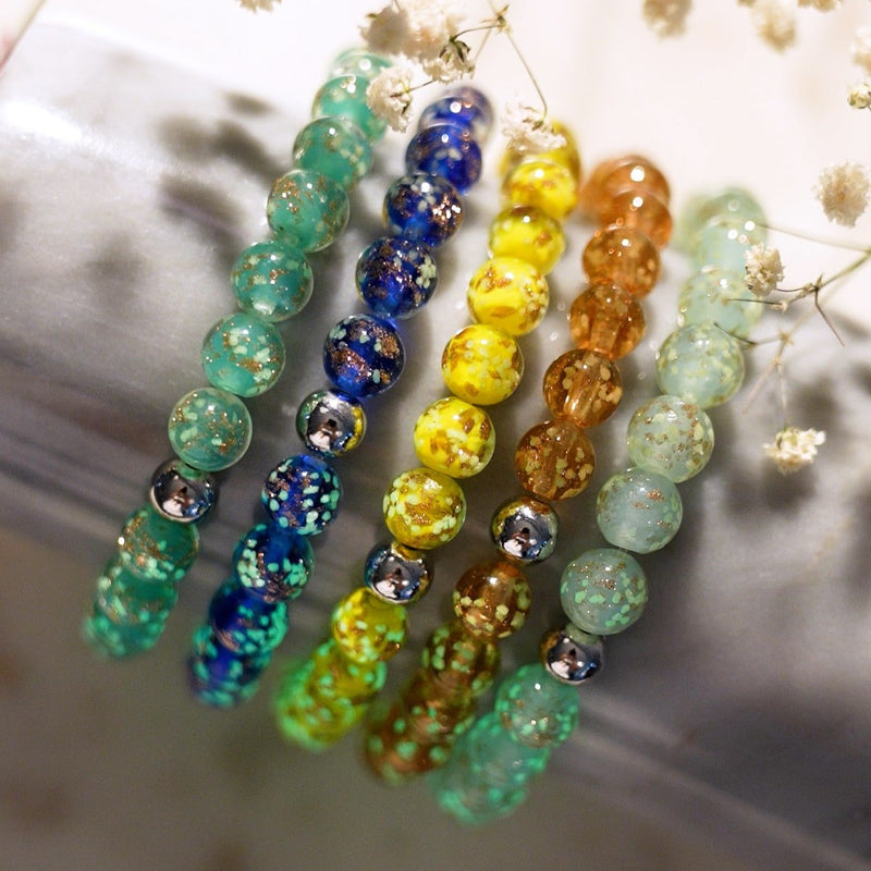 Karamell | 925er Sterlingsilber | Glühwürmchen-Glasarmband