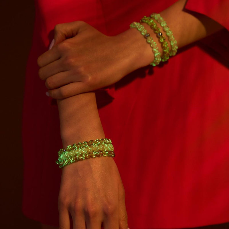 Karamell | 925er Sterlingsilber | Glühwürmchen-Glasarmband