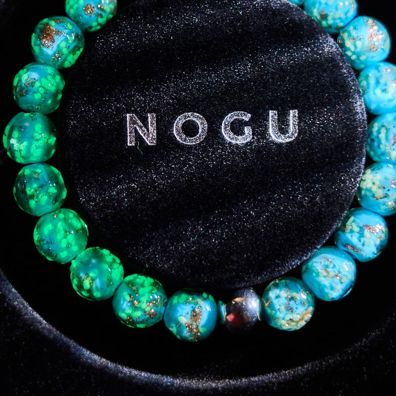 Himmelblau | 925er Sterlingsilber | Glühwürmchen-Glasarmband