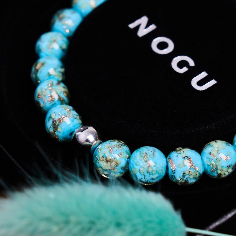 Himmelblau | 925er Sterlingsilber | Glühwürmchen-Glasarmband