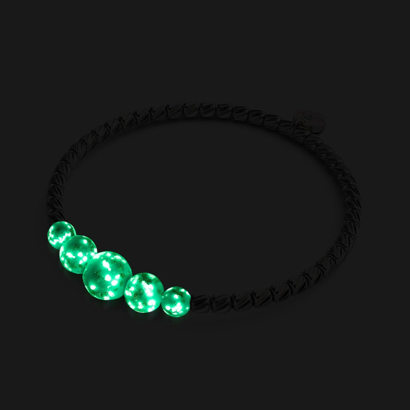 Himmelblau | Silber | Glühwürmchen-Glas-Kaskadenarmband