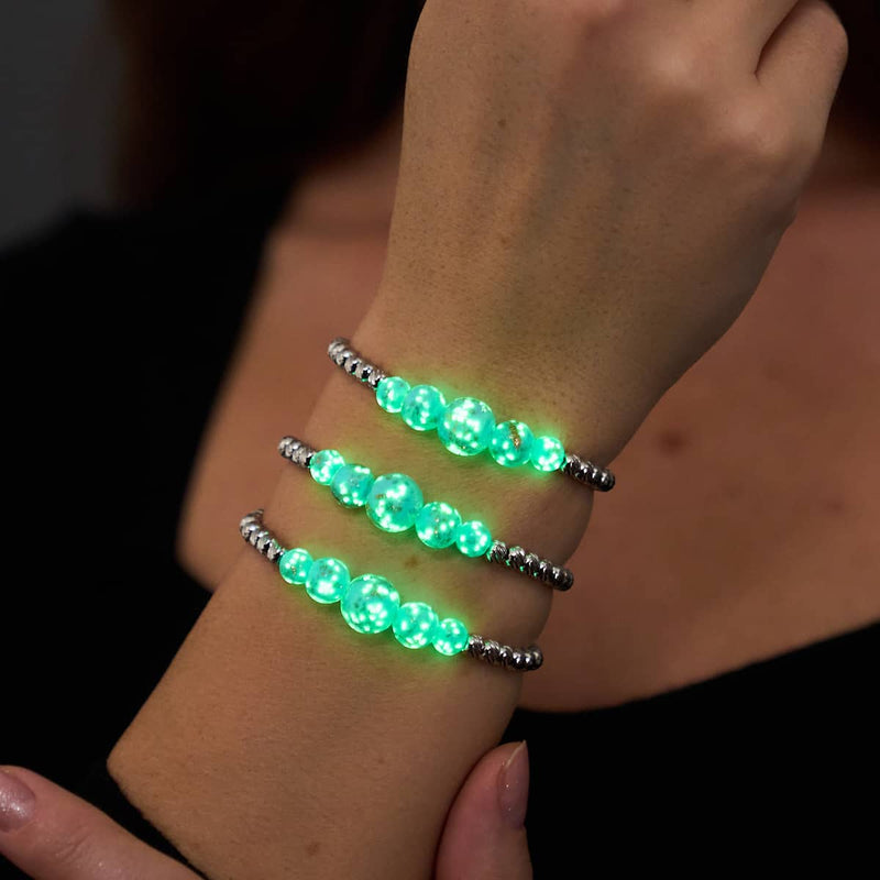 Himmelblau | Silber | Glühwürmchen-Glas-Kaskadenarmband