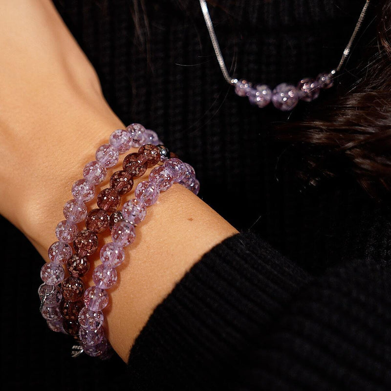 Schokolade | 925er Sterlingsilber | Glühwürmchen-Glasarmband