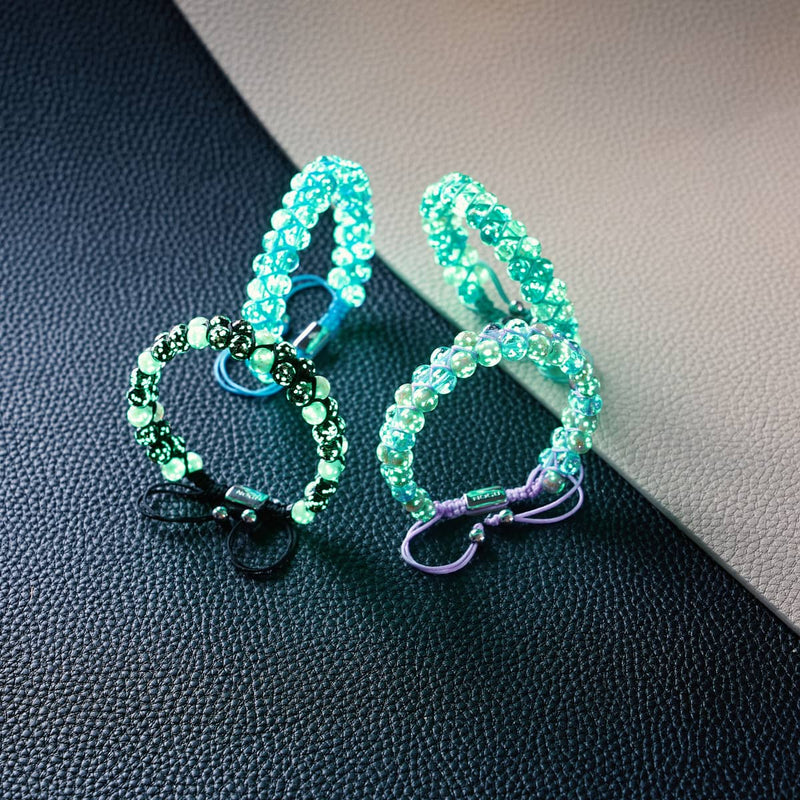 Cookies & Cream | Obsidian x Elfenbein | Doppeltes Glühwürmchen-Glasarmband