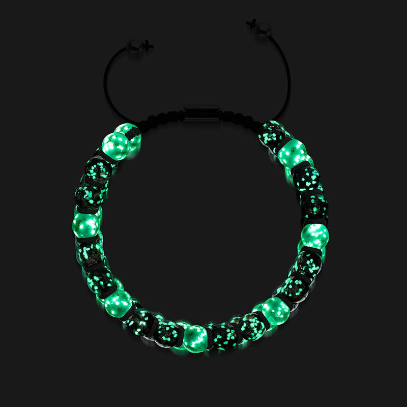 Cookies & Cream | Obsidian x Elfenbein | Doppeltes Glühwürmchen-Glasarmband