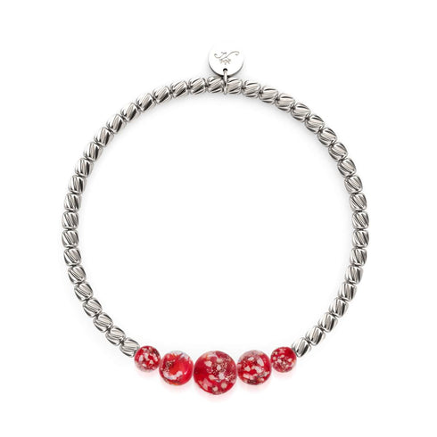 Purpurrot | Silber | Firefly Glas Kaskadenarmband