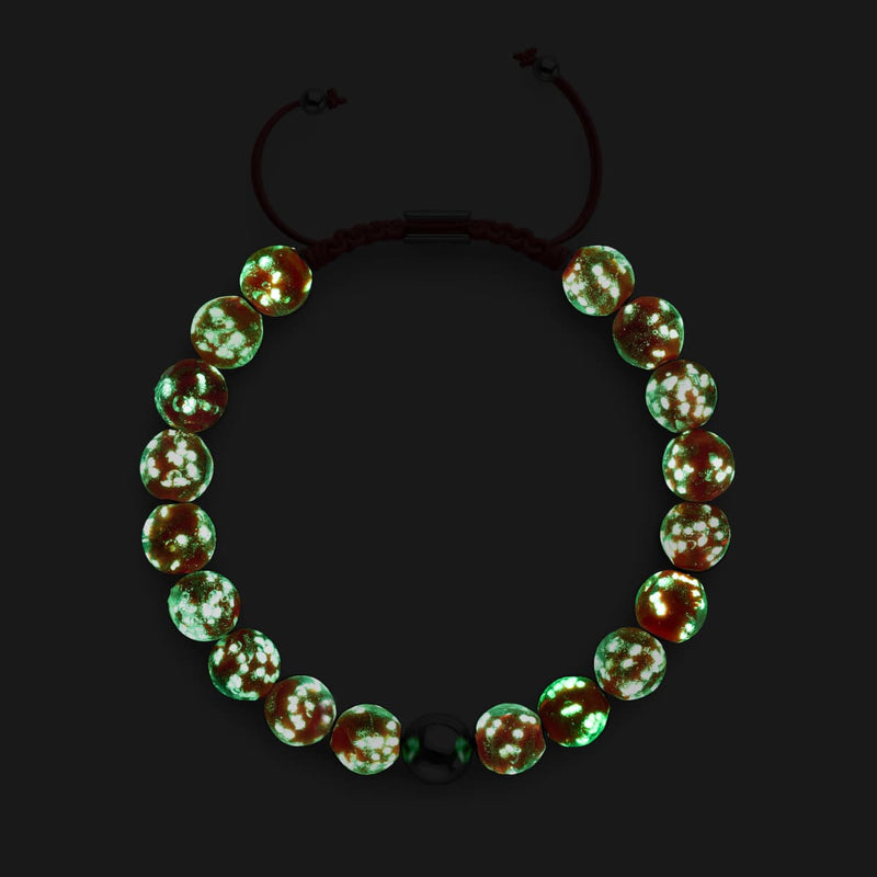 Purpurrot | Silber | Glühwürmchen-Glas-Makramee-Armband